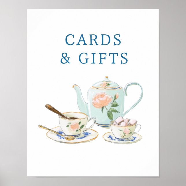 Bridal Shower Tea Party Cards & Gifts Sign Poster (Vorne)