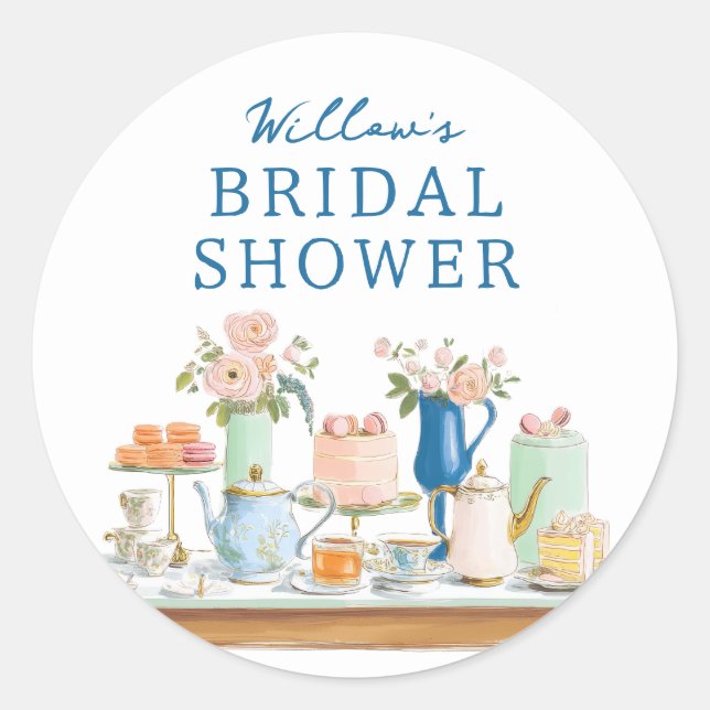 Bridal Shower Tea Party Stickers (Vorderseite)