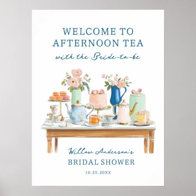 Bridal Shower Tea Party Welcome Poster (Vorne)