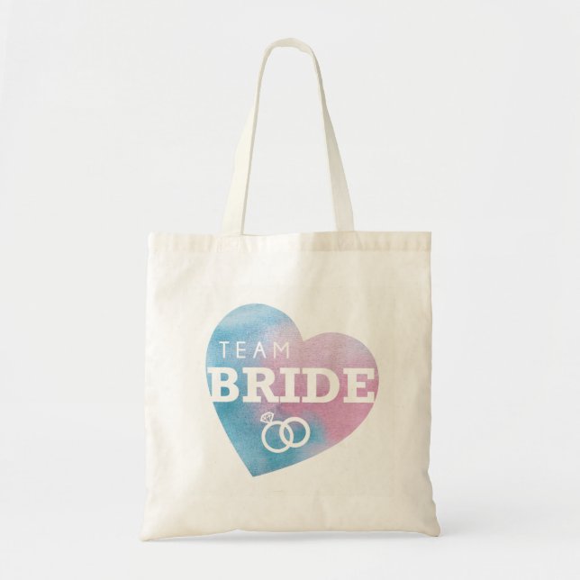Bridal Shower Team Bride Heart Tote Bag Blue Item Tragetasche (Vorne)