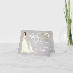 Bridal Shower Thank You Card - Dark Brunette Dankeskarte