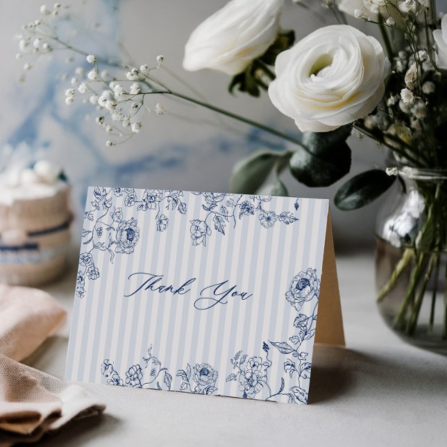 Bridal Shower Thank You Card Something Blue Stripe Dankeskarte (Von Creator hochgeladen)