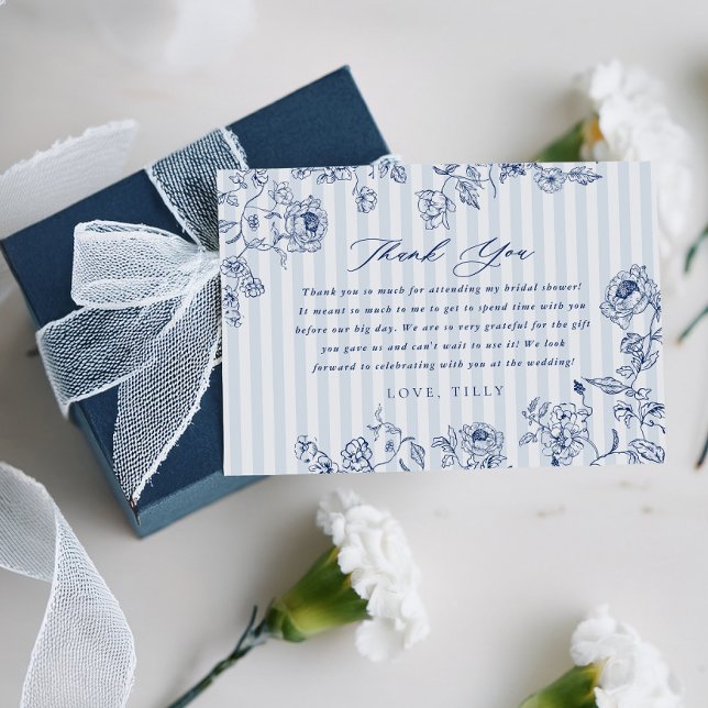 Bridal Shower Thank You Something Blue Floral Card Dankeskarte (Von Creator hochgeladen)