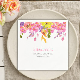 Bridal Shower watercolor flowers yellow and pink Serviette