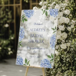 Bridal Shower Welcome Sign, Classic Blue Hydrangea Acrylschild