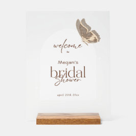 Bridal Shower Welcome Wooden Block Stand Frosted Acrylschild
