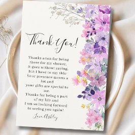 Bridal shower with wildflowers Purple Tones Dankeskarte