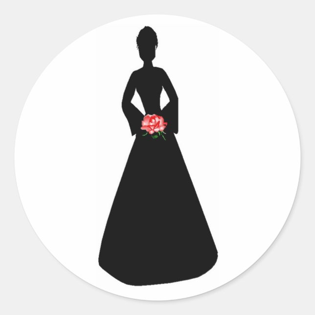 Bridal-Silhouette Runder Aufkleber (Vorderseite)