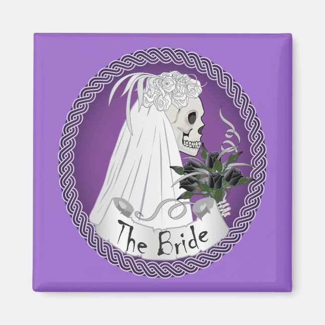 Bridal Skull - lila Magnet (Vorne)