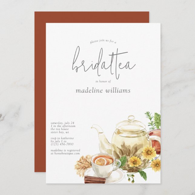 Bridal Tea Boho Bridal Dusche Einladung (Vorne/Hinten)