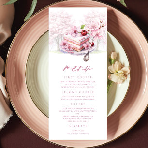 Bridal Tea Custom Cherry Blossom Elegante Menükarte