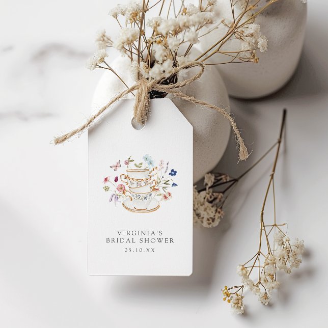 Bridal Tea Gift Tag Geschenkanhänger (Floral Bridal Tea Party Gift Tag by Painted Paperie
)