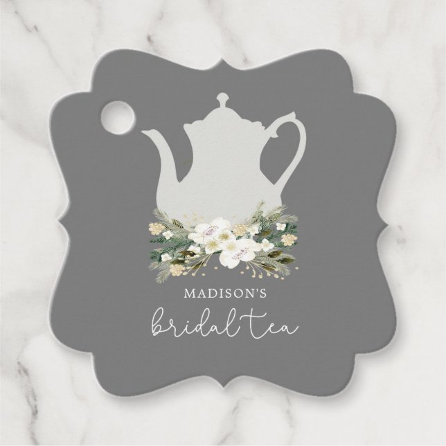 Bridal Tea Grau Blume Geschenkanhänger (Vorderseite)