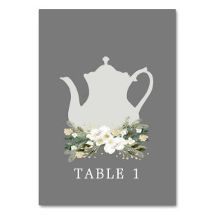 Bridal Tea Grau Blume Tischnummer