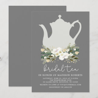 Bridal Tea Gray Blume Einladung