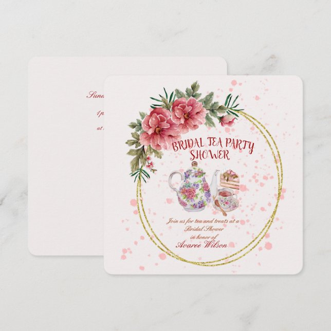 Bridal Tea Party Dusche Einladung (Vorne/Hinten)