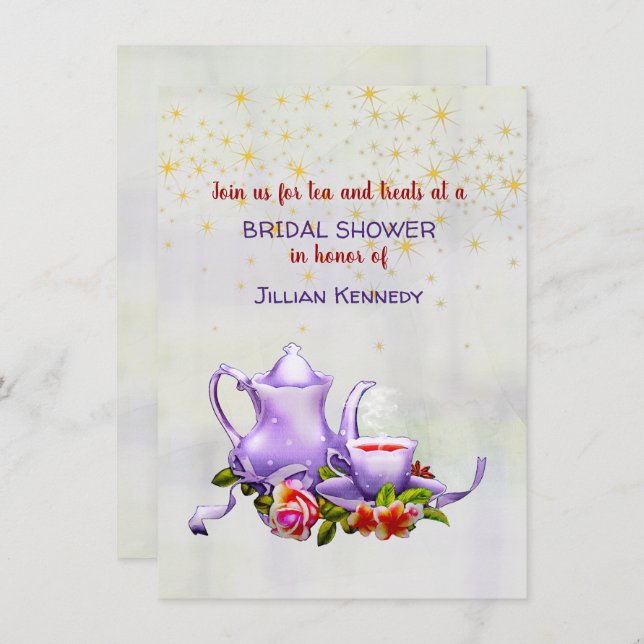 Bridal Tea Party Dusche Einladung (Vorne/Hinten)