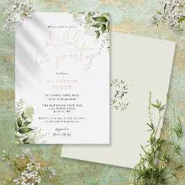 Bridal Tea Party Elegantes Script Greenery Monogra Folieneinladung