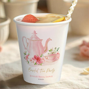 Bridal Tea Party Gilded Pink Brautparty Pappbecher
