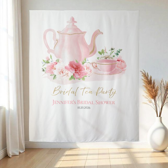 Bridal Tea Party | Hintergrund für rosa Brautparty Wandteppich (Von Creator hochgeladen)