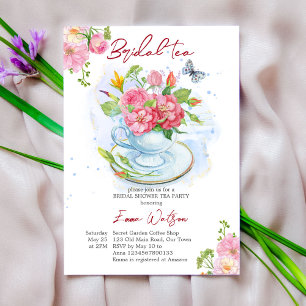 Bridal Tee Party Brautparty Tasse mit Blume Einladung