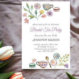 Bridal Tee Party l Wasserfarbene Blume Lila Einladung