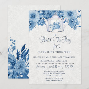 Bridal Tee Party Navy Blauer Teatro Einladung
