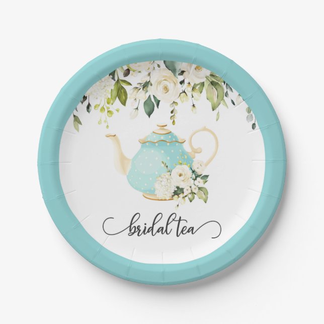 Bridal Tee Party Plate - Blau Pappteller (Vorderseite)