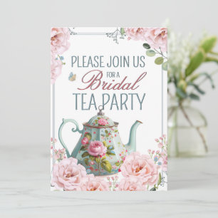 Bridal Tee Party Teapot Teacups Hochzeitsfest Einladung