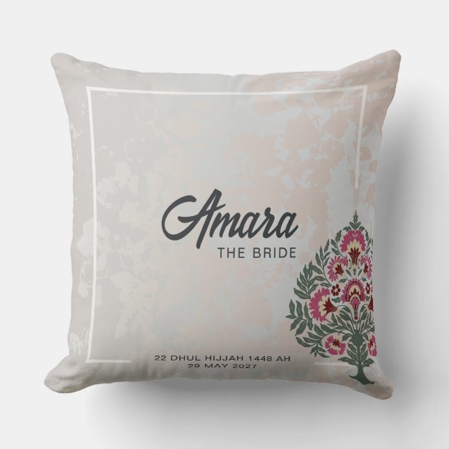 Bridal Throw Kissen - Individuelle Name Mughal Blu (Vorderseite)