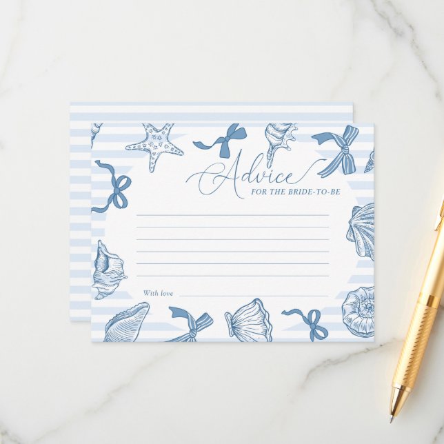 Bridal Toast On The Coast Seashells Advice Bridal Begleitkarte (Vorderseite/Rückseite Beispiel)