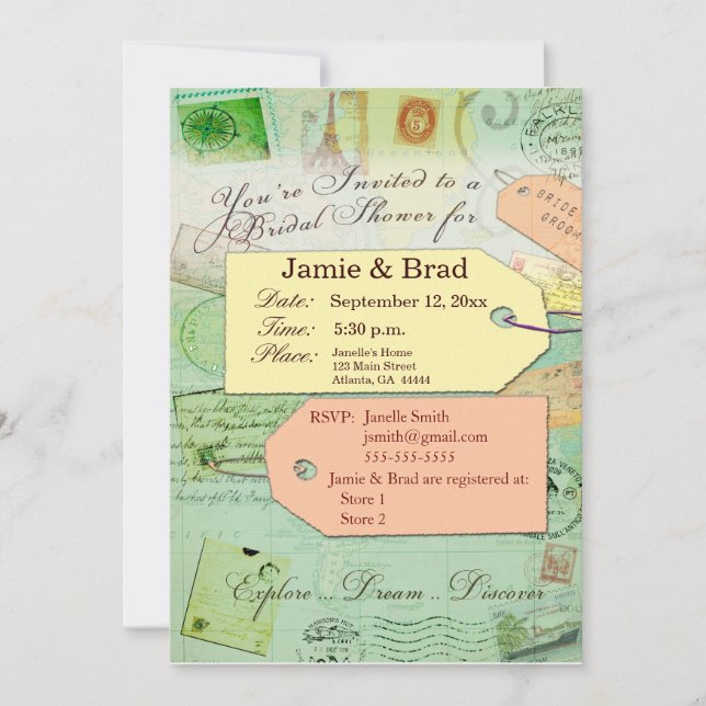 Bridal Travel Dusche Thema in Meeresfrüchten und K Einladung (Vorderseite)