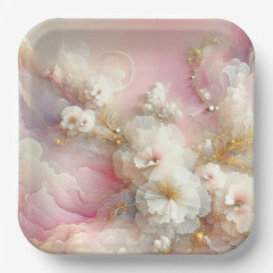 Bridal Tulle Floral Abstrakt Pappteller