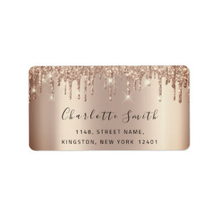 Bridal UAWG Wedding Tropfens Rose Gold Glitzer Spa Adressaufkleber