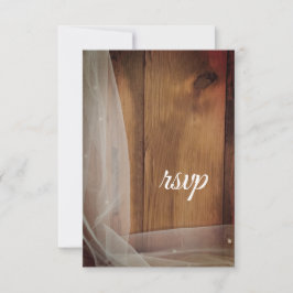Bridal Veil Barn Wood Country Wedding RSVP Card Karte