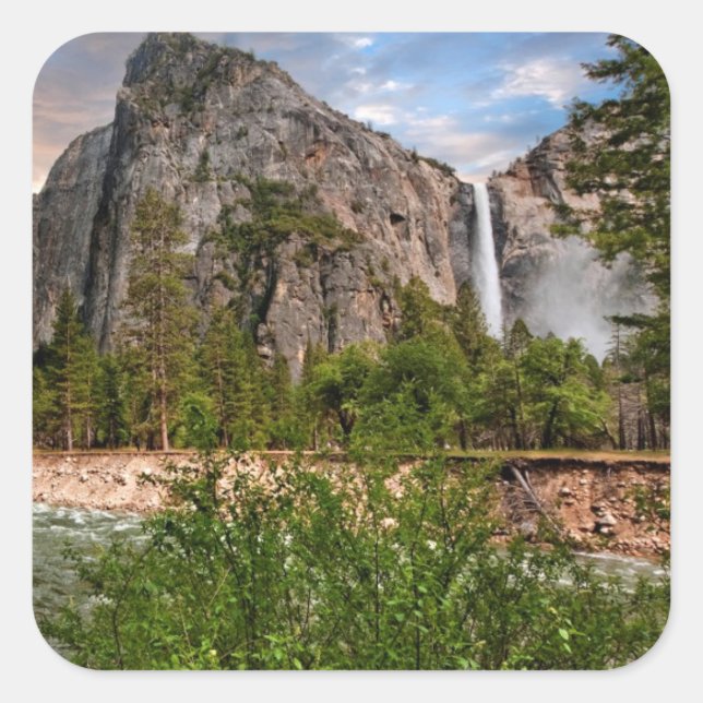 Bridal Veil Falls Quadratischer Aufkleber (Vorderseite)