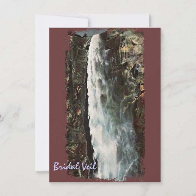 Bridal Veil Falls, Yosemite Vintage Einladung (Vorderseite)