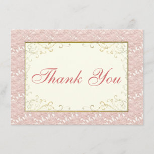 Bridal Vielen Dank, dass Sie rosa Spitzen, Elfenbe Dankeskarte