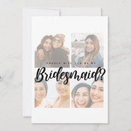 Bridal-Vorschlag 4 Foto Collage Bridesmaid Card