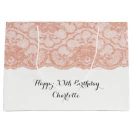 Bridal Wedding Birthday Pink Rose Gold Lace Große Geschenktüte