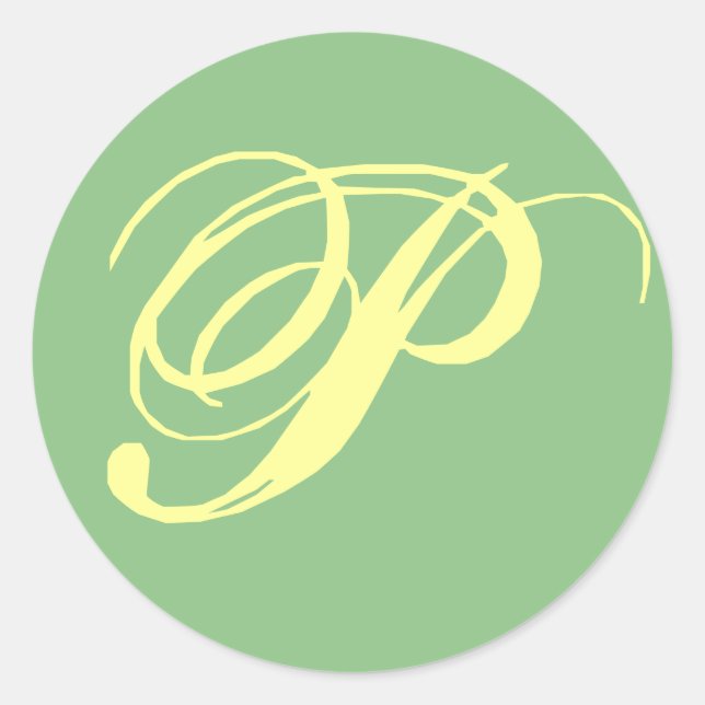 Bridal Wedding Monogram Letter P Runder Aufkleber (Vorderseite)