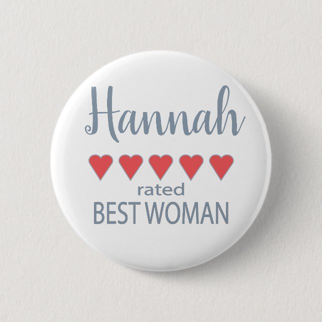 Bridal & Wedding Party 5 Herz Beste Frau Button (Vorderseite)