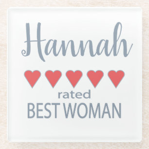 Bridal & Wedding Party 5 Herz Beste Frau Glasuntersetzer