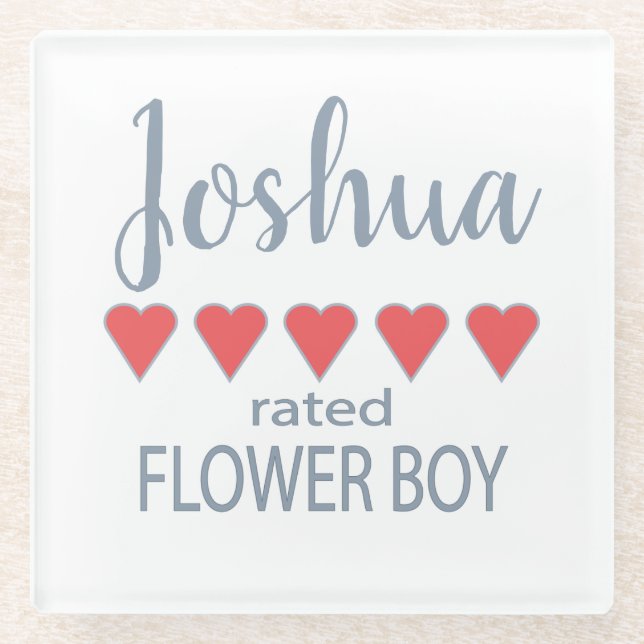 Bridal & Wedding Party 5 Herz Blume Junge Glasuntersetzer (Vorderseite)