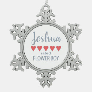 Bridal & Wedding Party 5 Herz Blume Junge Schneeflocken Zinn-Ornament