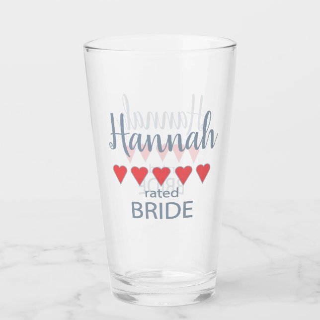 Bridal & Wedding Party 5 Herz Braut Glas (Vorderseite)