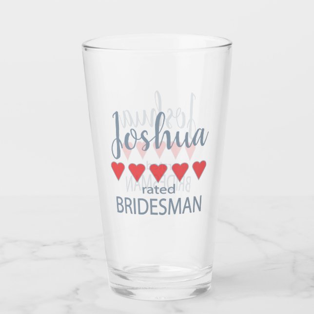 Bridal & Wedding Party 5 Herz Bridesman Glas (Vorderseite)