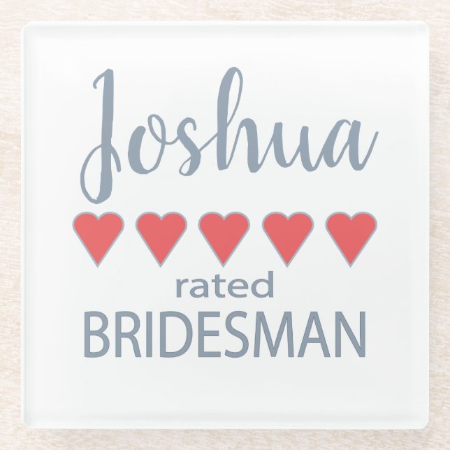 Bridal & Wedding Party 5 Herz Bridesman Glasuntersetzer (Vorderseite)