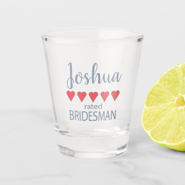 Bridal & Wedding Party 5 Herz Bridesman Schnapsglas (Vorderseite)