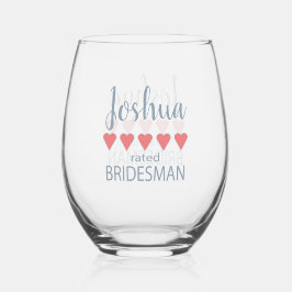 Bridal & Wedding Party 5 Herz Bridesman Weinglas Ohne Stiel